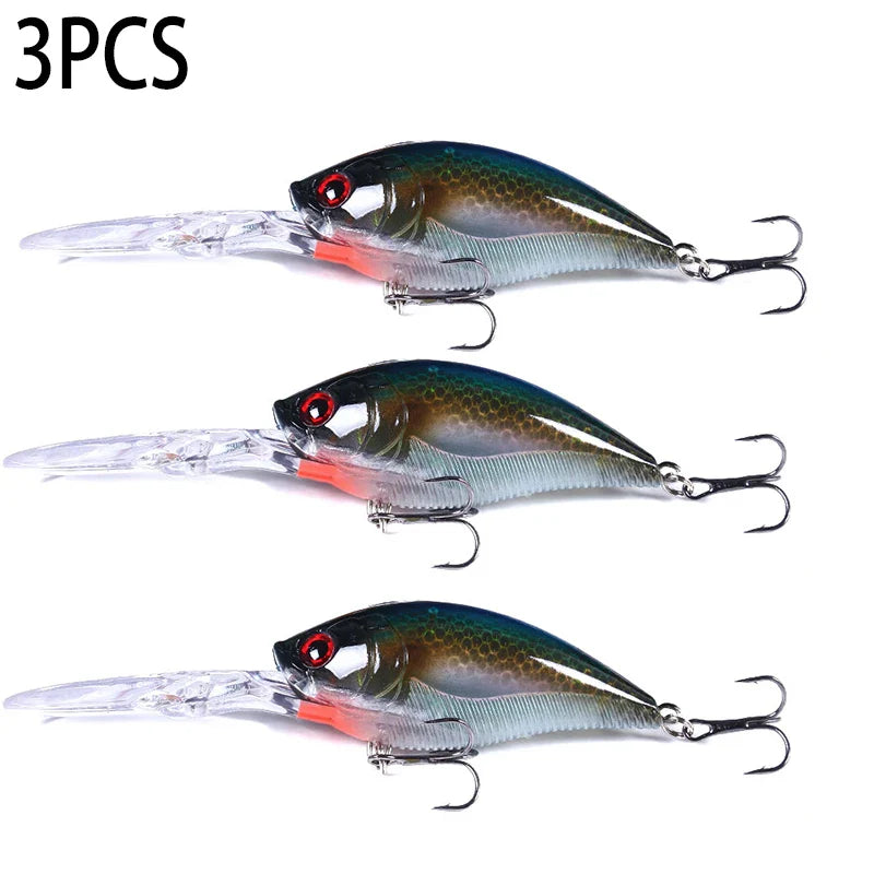 Crankbait Wobbler Fishing Lure – 12.5cm, 20.5g, ABS, 6# Treble Hook, Pike & Carp, 10+ Colors