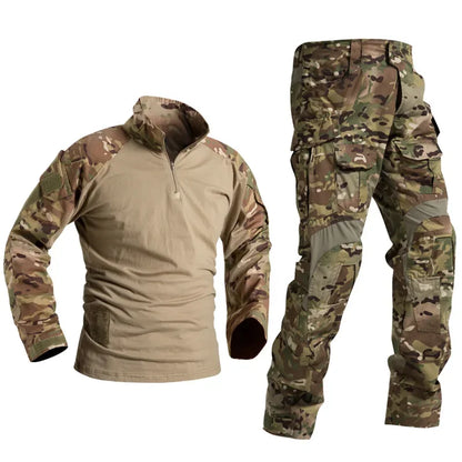 Camo Cargo Pants & Hiking Shirt Set – Cotton/Polyester, 4-Season, Sizes S–3XL