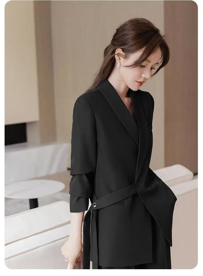 plus Size Wide Leg Pants Two Piece Set Big Brand Women's Spring Autumn New Sle Jaet And Pants Suit for Young Women 8-25