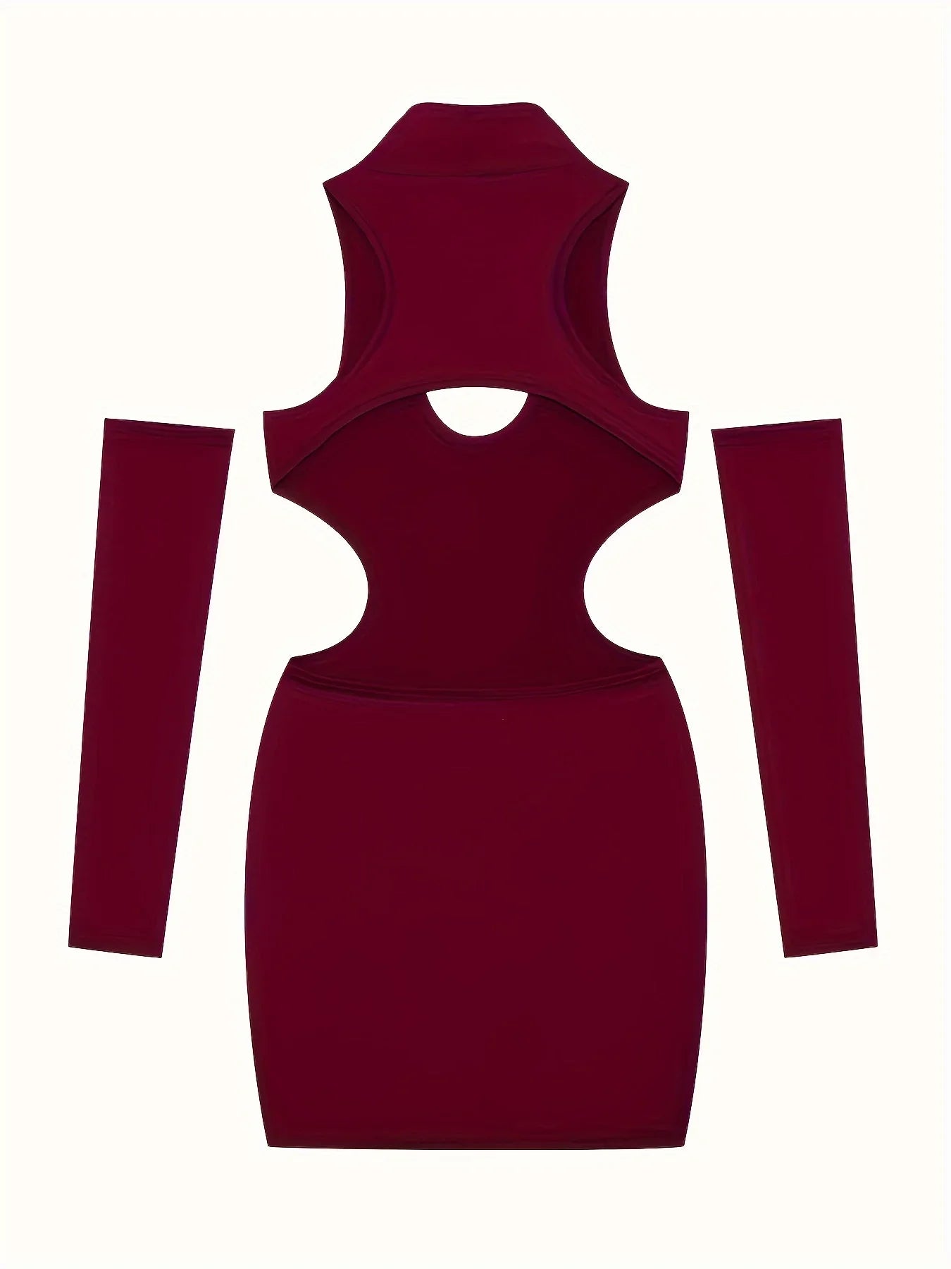 Spring and Summer New Style Dress Europe and the United States Sexy Solid Color Hollow Neck Tight Hip Dress