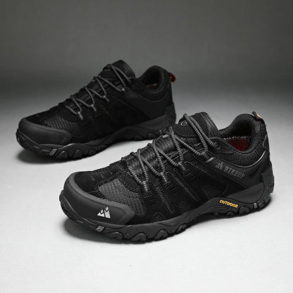 HIKEUP Men's Hiking Shoes Suede Leather Outdoor Shoes Wear-resistant Men Trekking Walking Hunting Tactical Sneakers