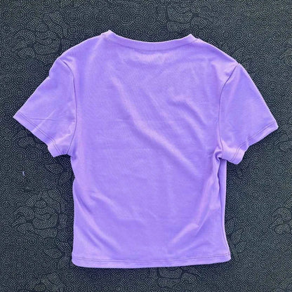 Solid color women's soft breathable yoga short-sleeved comprehensive training tight T-shirt with exposed belly button