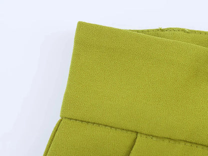KONDALA 2025 Fall Winter Elegant Green Office Lady Suits Fashion Sashes Shrug Single Breasted Straight Blazers Chic Flare Pants