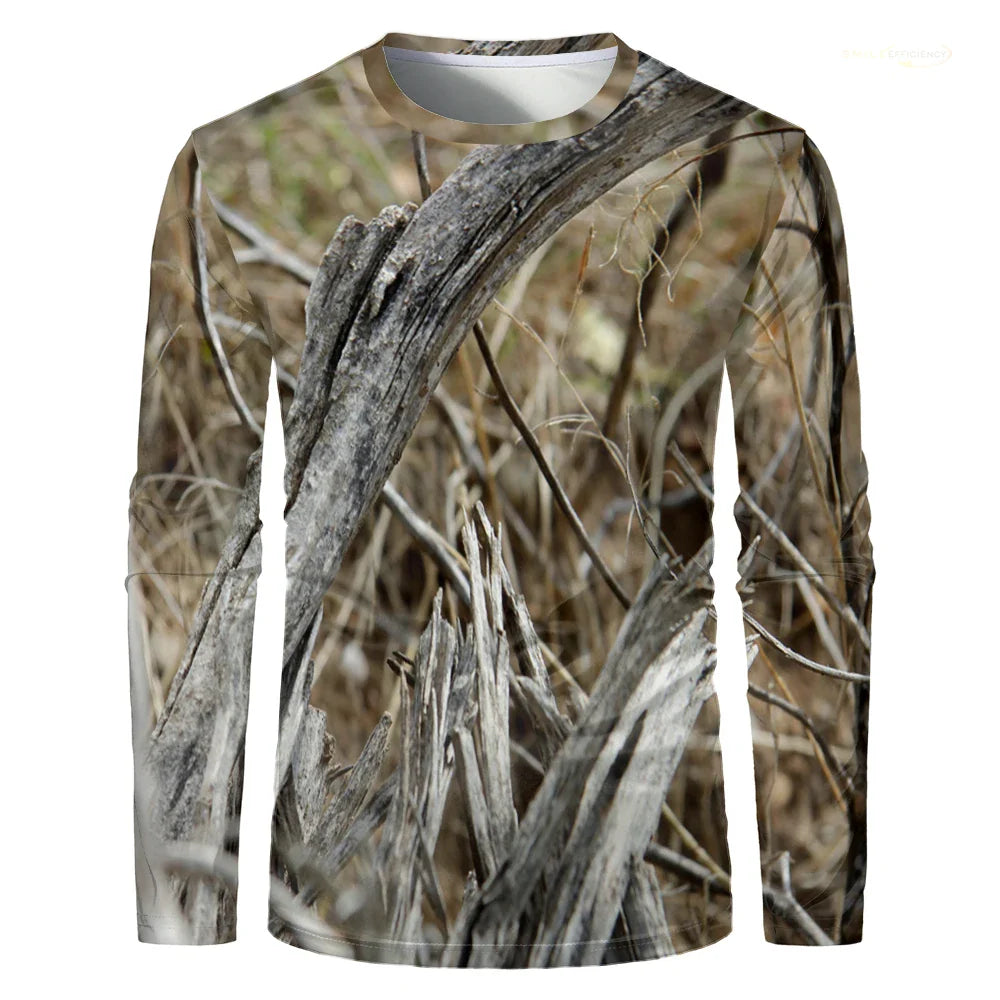 Men's Forest Camo Hunting Long Sleeve T-Shirt – Oversized Quick-Dry Tee