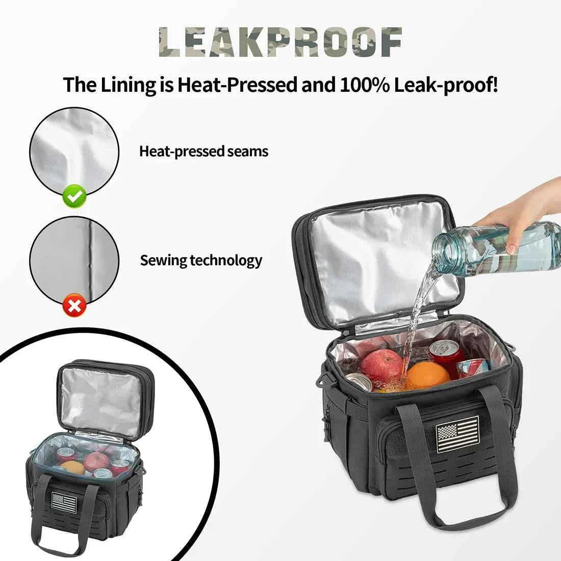 Men's Tactical Insulated Lunch Cooler Bag – Expandable 18L, Leak-Proof
