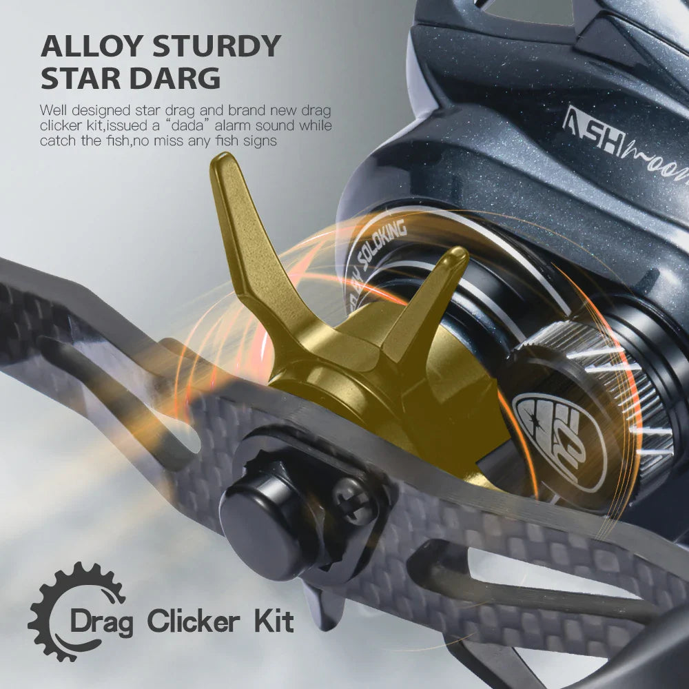 Baitcasting Reel – 12+1BB, 4 Gear Ratios, 6KG Drag, Left or Right Hand, Metal or Rubber Knob