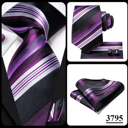 Hi-Tie Light Purple Solid Silk Wedding Tie For Men Quality Hanky Cufflink Gift Necktie Set Fashion Novelty Designer Dropshipping