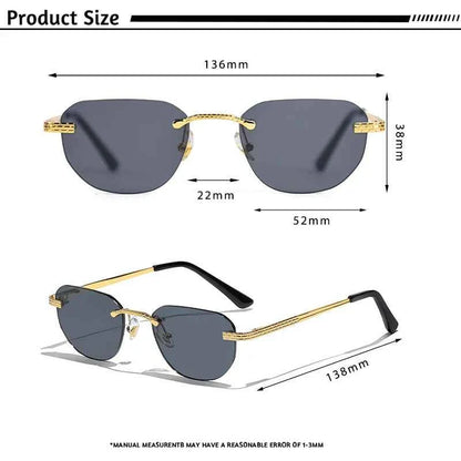 CATERSIDE New Retro Rimless Sunglasses Men Pilot Cupronickel Frame Brand Design Sun Glasses Women Festival Party Travel Eyewear