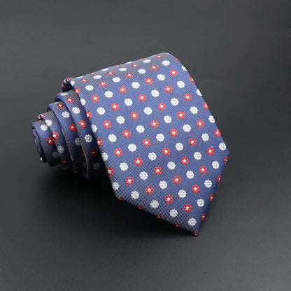 Men's Fashion Tie 8cm Blue Necktie Classic Plaid Striped Neck Tie Paisley Floral Neckties Daily Wear Cravat Wedding Party Gift