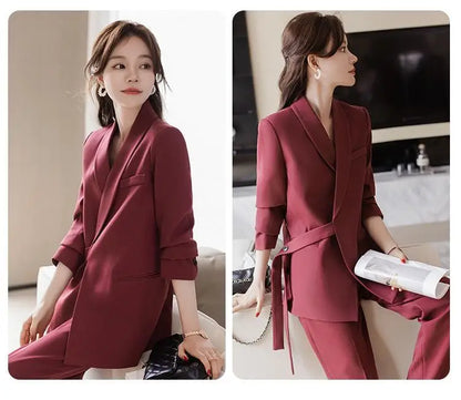 plus Size Wide Leg Pants Two Piece Set Big Brand Women's Spring Autumn New Sle Jaet And Pants Suit for Young Women 8-25