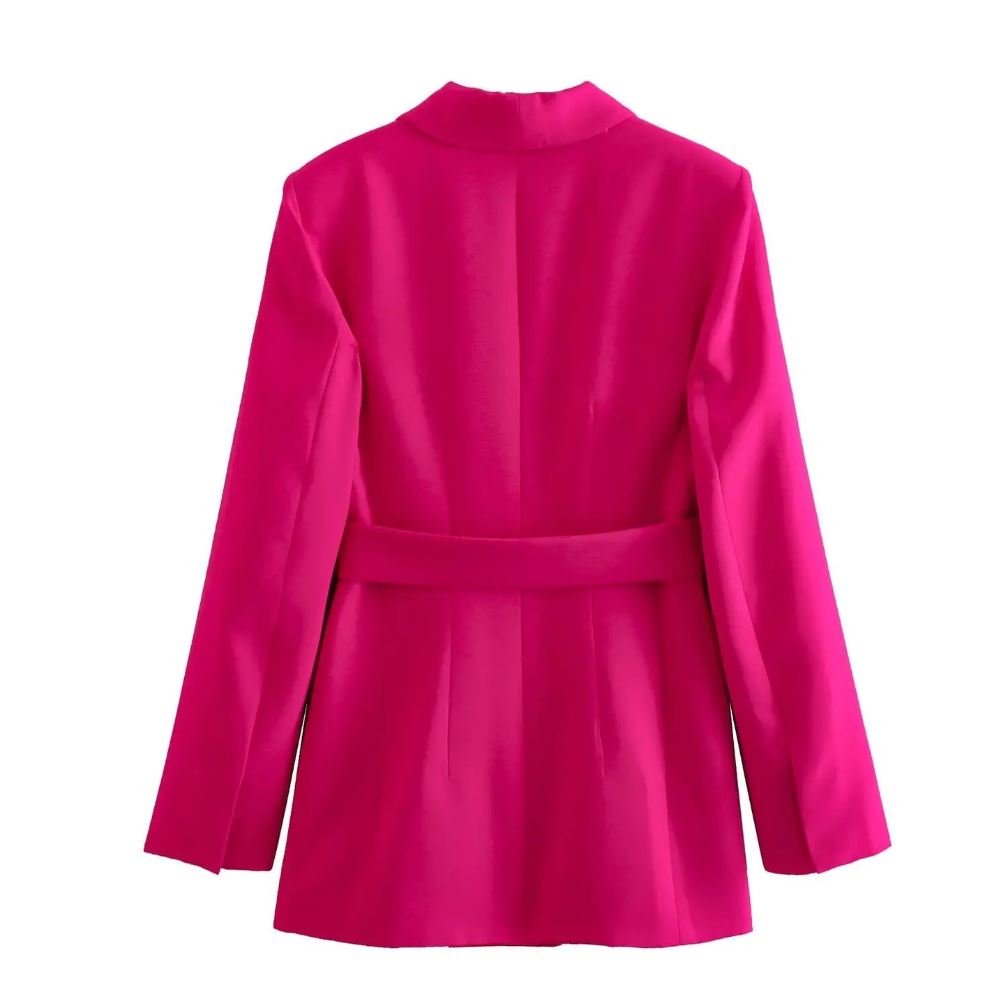 Spring and Autumn Women's Casual Blazer Chic Outerwear Slim Straight Pants Long Sleeve V-Neck Belted Office Commuter Suit Set