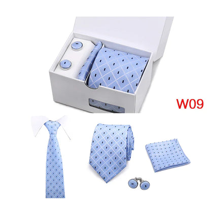 Mens Tie Set In A Box Paisley Ties For Men Gifts Luxury Necktie Pocket Square Cufflinks Wedding Business Formal Suit Tie
