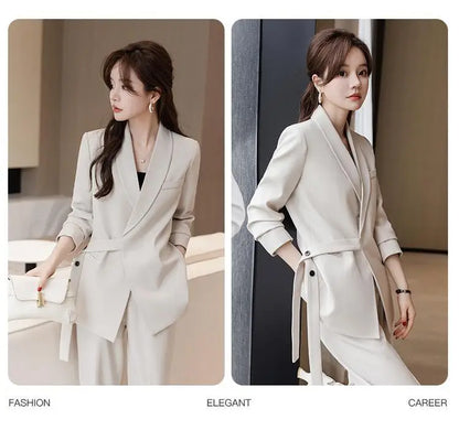 plus Size Wide Leg Pants Two Piece Set Big Brand Women's Spring Autumn New Sle Jaet And Pants Suit for Young Women 8-25