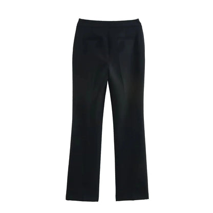 KONDALA 2026 Spring Summer Elegant Office Lady Solid Suits Fashion Slim Single Button Shrug Blazers Chic Zipper Flare Pants