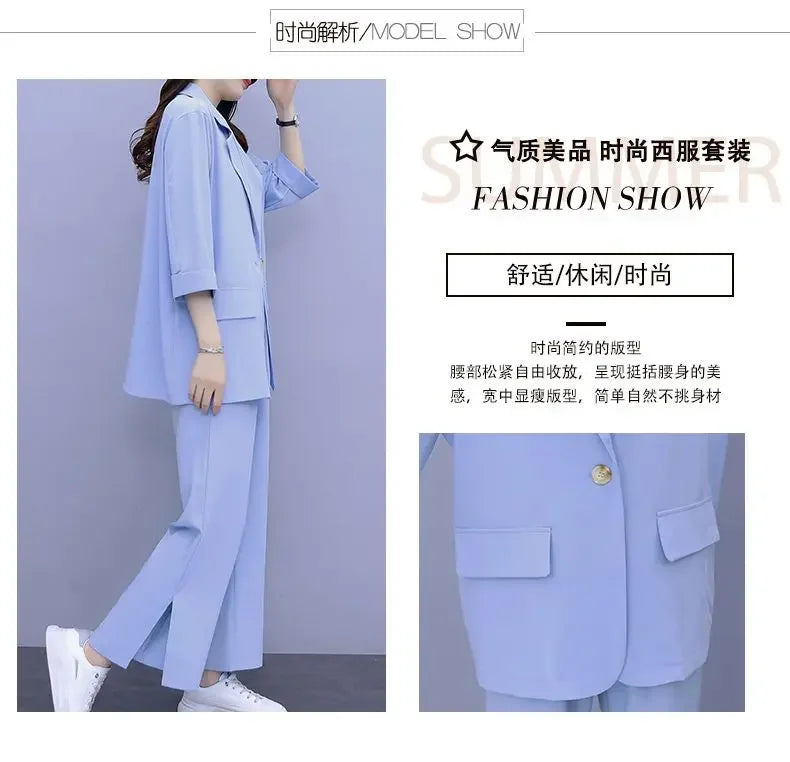 2026 Women Spring New Casual Blazers Jacket Trousers Matching Set Korean Elegant Loose Suit Coat Pants Two Piece Female Clothing