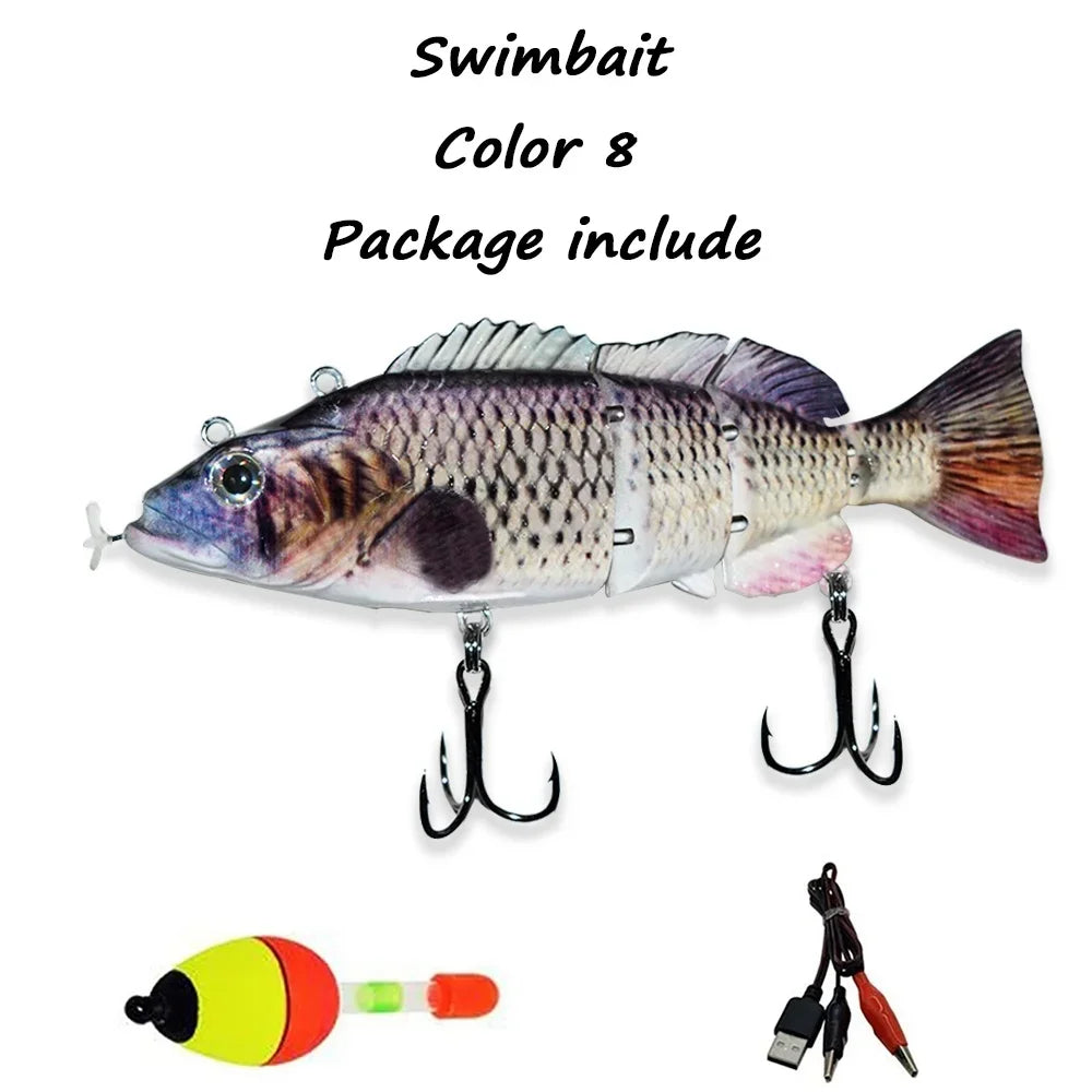 USB Rechargeable Electric Swimbait Lure – 4-Segment Auto Swimming, 13cm, 7 Colors