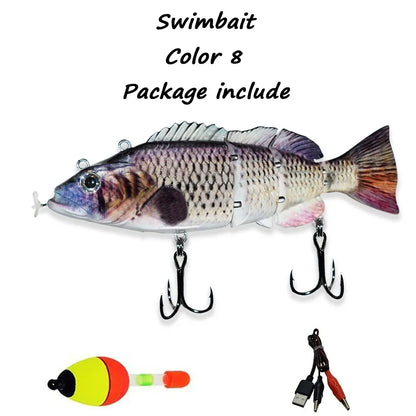 USB Rechargeable Electric Swimbait Lure – 4-Segment Auto Swimming, 13cm, 7 Colors