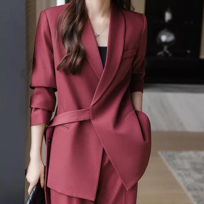 plus Size Wide Leg Pants Two Piece Set Big Brand Women's Spring Autumn New Sle Jaet And Pants Suit for Young Women 8-25