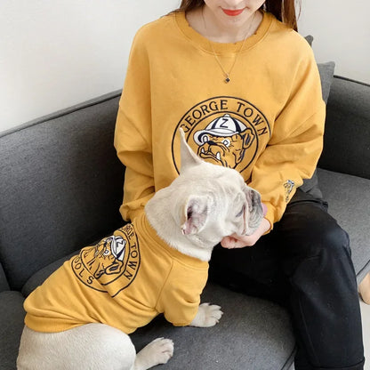 Dog Costume  Pet Clothes Crew Neck Korean Version Spring and Autumn Parent-child Wear Pure Cotton Four Colors Seven Sizes