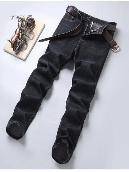2024 NEW Men's Classic Style Casual Stretch Slim Jean Pants Male Brand Denim Trousers Black Blue Fashion Business Jeans