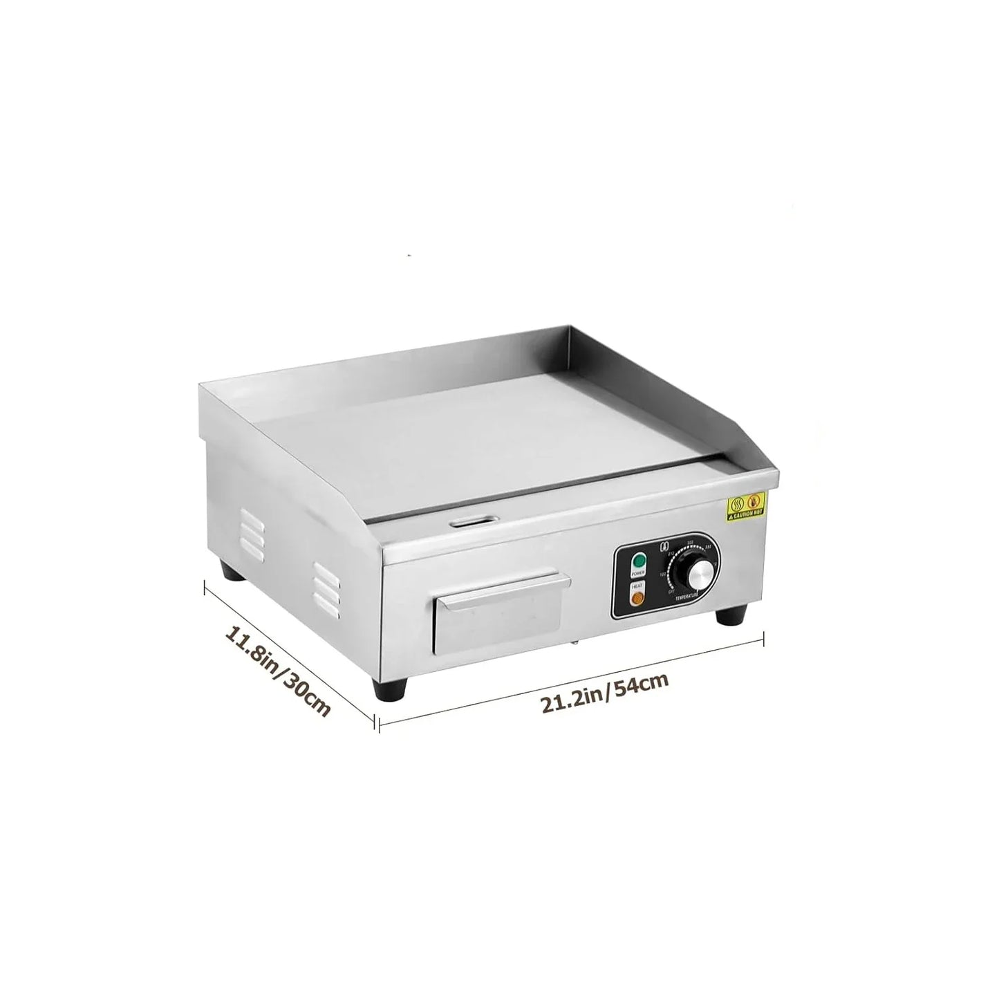 Electric Griddle – Non-Stick Grill Plate, 122–572°F, 3 Sizes (14.1", 17.8", 21.2")