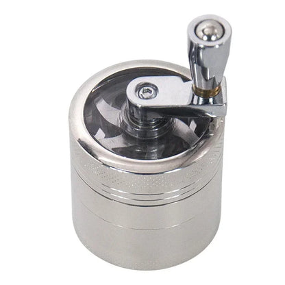 4-Layer Herb & Spice Grinder – 40mm Zinc Alloy Manual Hand Crank Mill