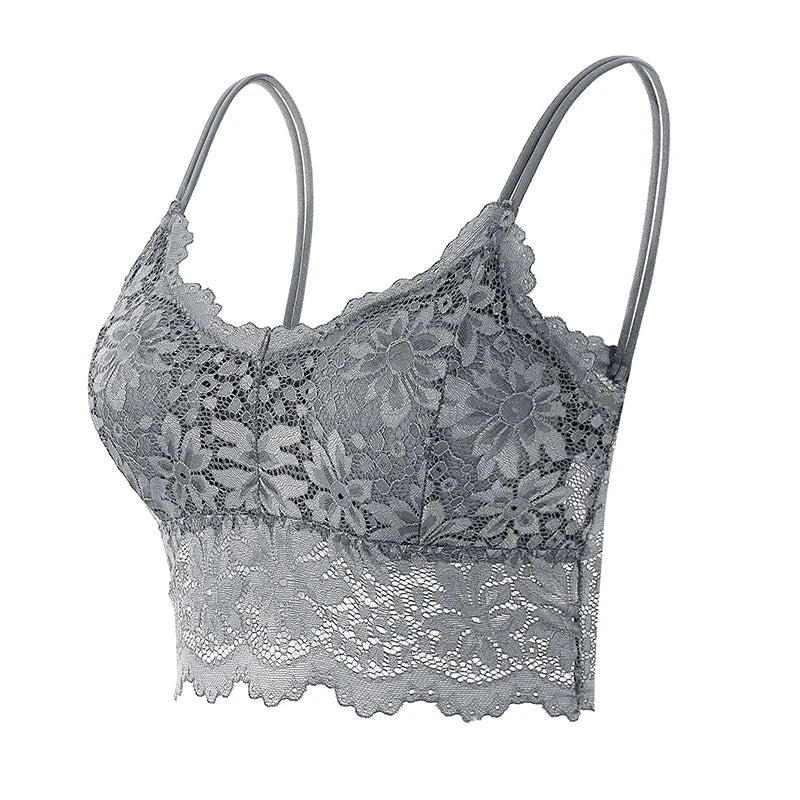 1PC Women Lace Bras Top Comfortable Bralette Solid Color Sexy Underwear Vest Female Hollow Out Wireless Lingerie Seamless Bra
