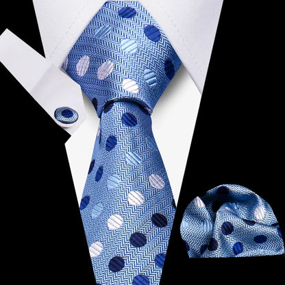 Elegant Ties For Men Gift Fashion Men Tie Set Striped Luxury Necktie Handchief Cufflinks 3 Pcs Business Wedding Suit Accessories