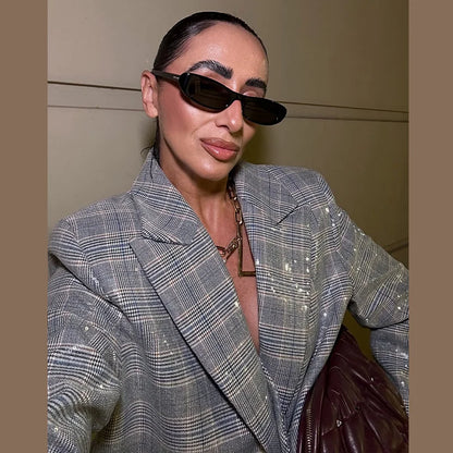Sequin Women Striped Blazer Long Sleeve Belt Single Breasted Coat Fashion Wide Leg Trouser Outfit Female Office Clothing 2026