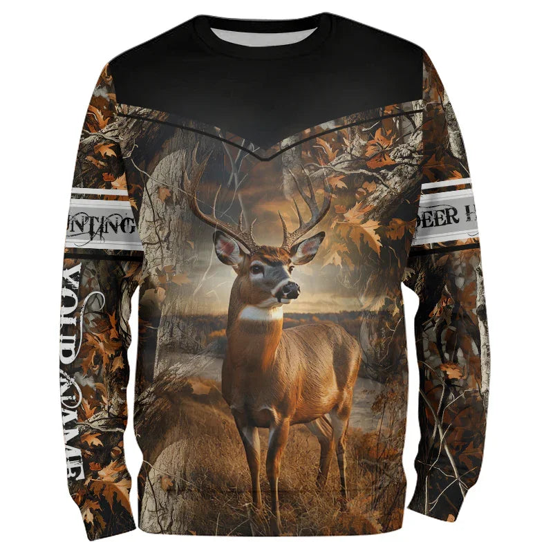 Men's 3D Wild Boar Camo Hunting T-Shirt – Long Sleeve Streetwear Tee