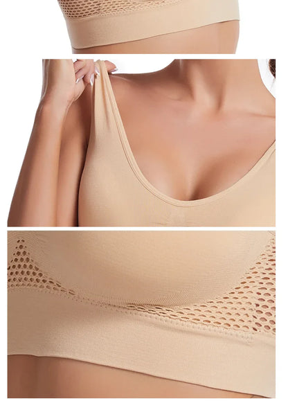 S-7XL Plus Size Grid Air Holes Bra sports without underwire Women's Underwear Shock-proof Yoga Running Brassiere Hollow out Vest