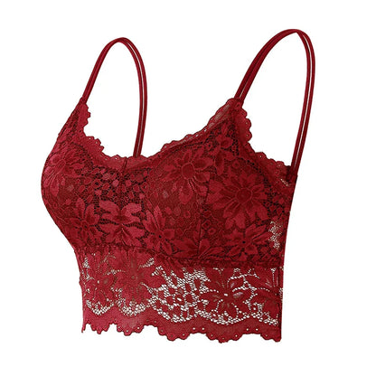 1PC Women Lace Bras Top Comfortable Bralette Solid Color Sexy Underwear Vest Female Hollow Out Wireless Lingerie Seamless Bra