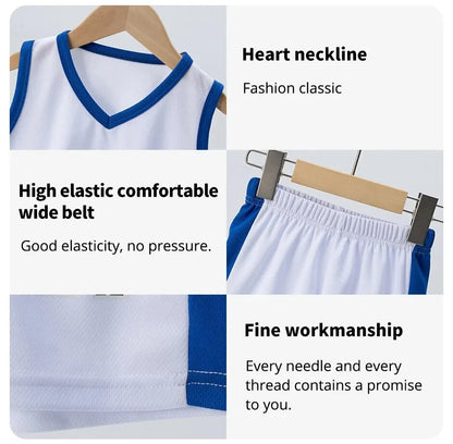 2/4Pcs Summer Children's Quick-drying Sports Suit Boys Casual Ball Sleeveless T-shirt Girls Joker Mixed Color Combination Shorts