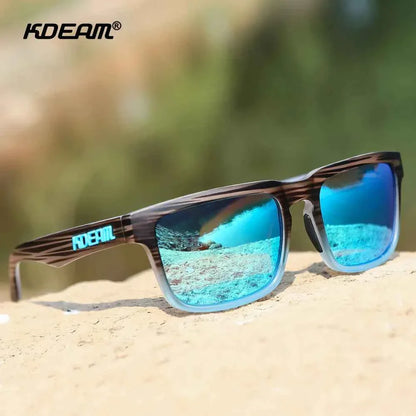 KDEAM Square Men's Polarized Sunglasses Outdoors Lifestyle Coating Sun Glasses New Matching Colors With Box