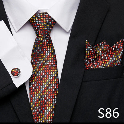 Hot Sale Holiday Gift Tie Pocket Squares Cufflink Set Necktie Dot Man Dark Grey Wedding Accessories Performance