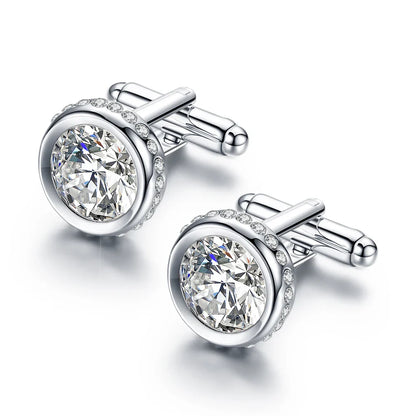 Men's Crystal Shirt Cuff Links Groomsmen Gift for Him Wedding Cufflinks for Men Fathers Husbands and Friends