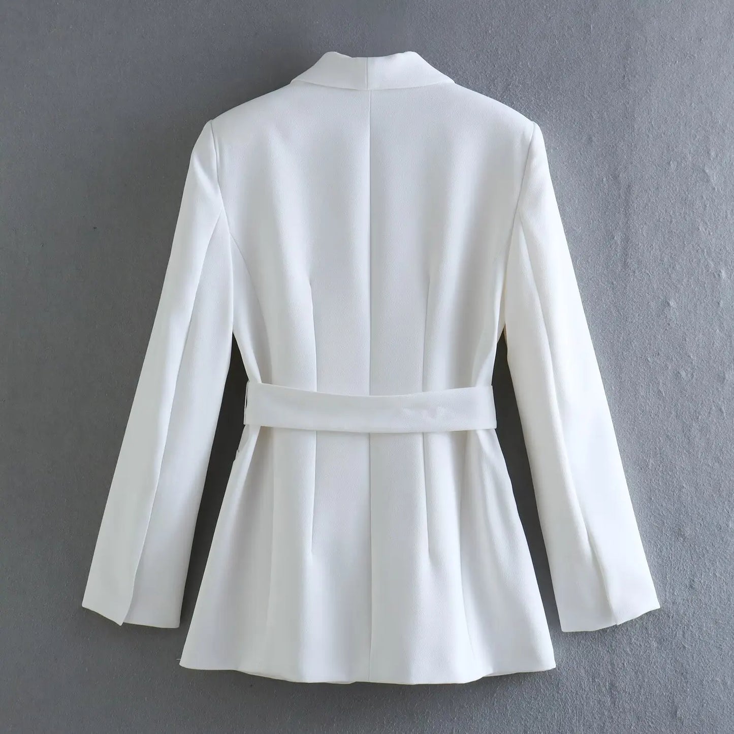 Spring and Autumn Women's Casual Blazer Chic Outerwear Slim Straight Pants Long Sleeve V-Neck Belted Office Commuter Suit Set