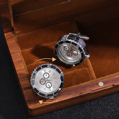 Clock Cufflinks Light Luxury Personalized Art Men's Women's French Suit Shirts Rotatable  Wedding Anniversary Holiday Gifts
