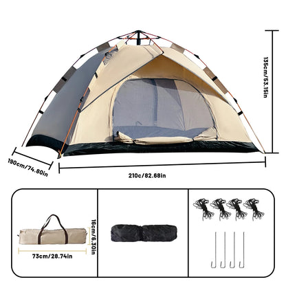 3-4 Person Automatic Pop-Up Camping Tent – Windproof, Waterproof, 4-Season Family Tent