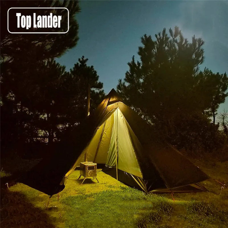Camping Hot Tent with Chimney Window Outdoor Ultralight Tipi Teepee Tent Pyramid Double Layer Bushcraft 1 Person Tents Hot Tent