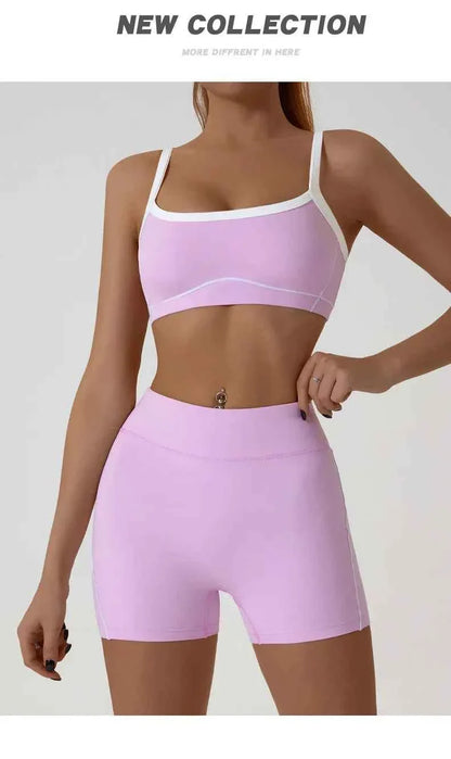 Women's Shock-Absorbing Sports Bra – Color Block Full Cup Breathable Gym & Yoga Tube Top