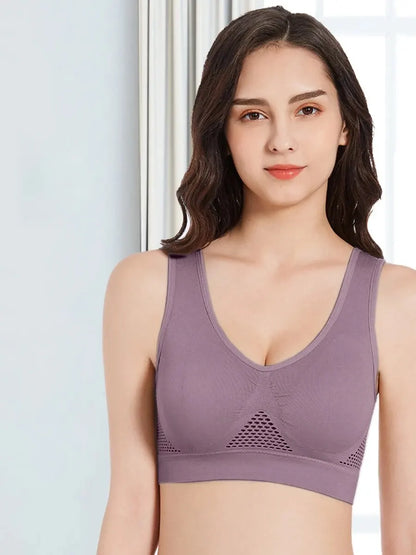 Seamless Mesh Women Sports Bras Fitness Gym Running Underwear Shockproof Bra Wireless 6XL Plus Size Crop Top Breathable Yoga Bra
