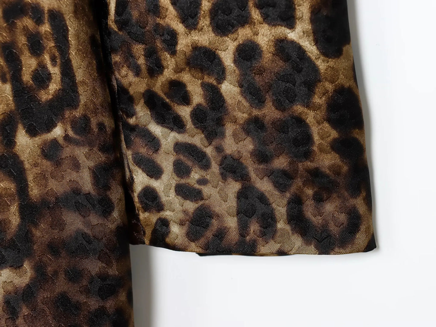 HH Women Autumn 2-Piece Set Chic Leopard Print Turn-Down Collar Pockets Belt Design Blazers+High Waist Zipper Wide-Leg Pants