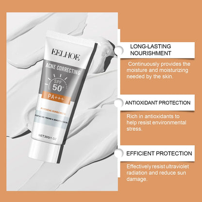 EELHOE 30g Vitamin E Sunscreen Long-lasting Moisturizing Anti-UV Anti-dry Skin SPF 50 Cream Maintains Elasticity Glow Skin Care