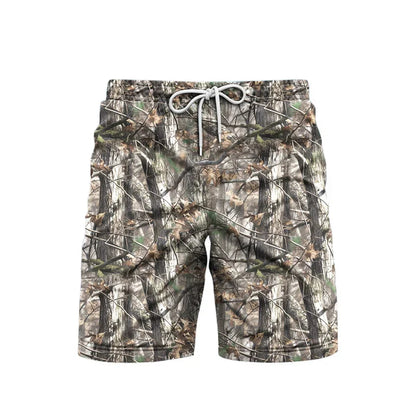 Men's Camo Tree Print Beach Shorts – Breathable Casual Outdoor Shorts 2025