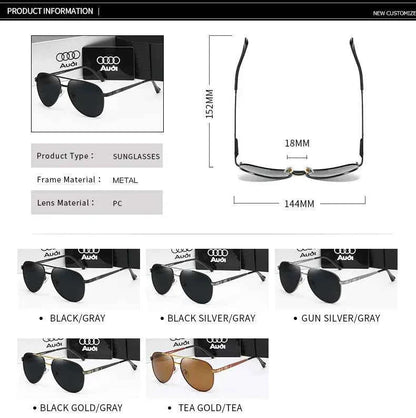 Audi UV400 Polarized AntiGlare Retro Flight Sunglasses Glasses for Motorcycle Classic FrogEye Outdoor Glasses Men Women 558