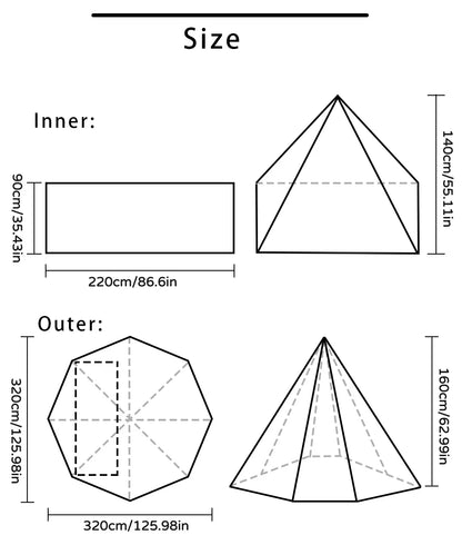 Camping Hot Tent with Chimney Window Outdoor Ultralight Tipi Teepee Tent Pyramid Double Layer Bushcraft 1 Person Tents Hot Tent