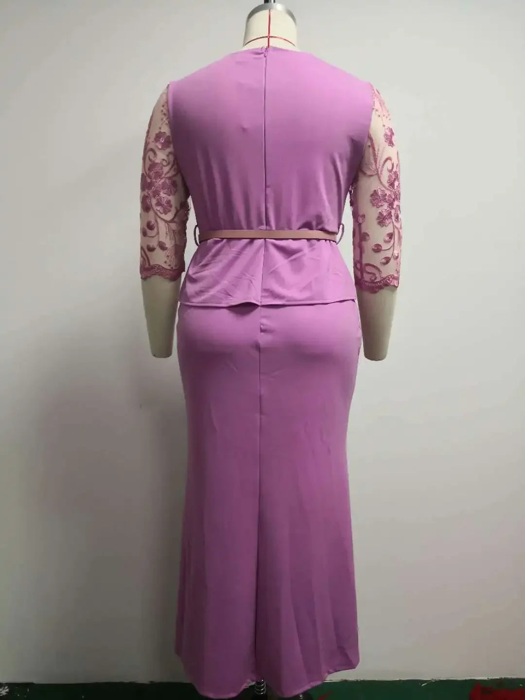 4XL 5XL Plus Size Christmas Dresses Women O Neck 3/4 Sleeve Long Maxi Dress Fashion Lace Patchwork Night Party Dress Vestidos