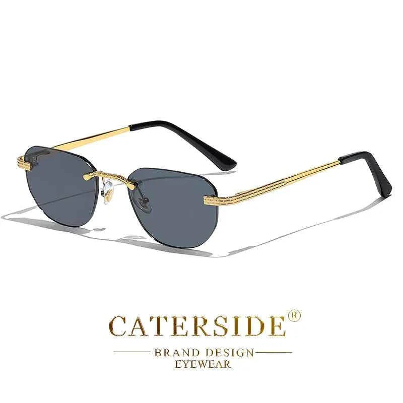 CATERSIDE New Retro Rimless Sunglasses Men Pilot Cupronickel Frame Brand Design Sun Glasses Women Festival Party Travel Eyewear