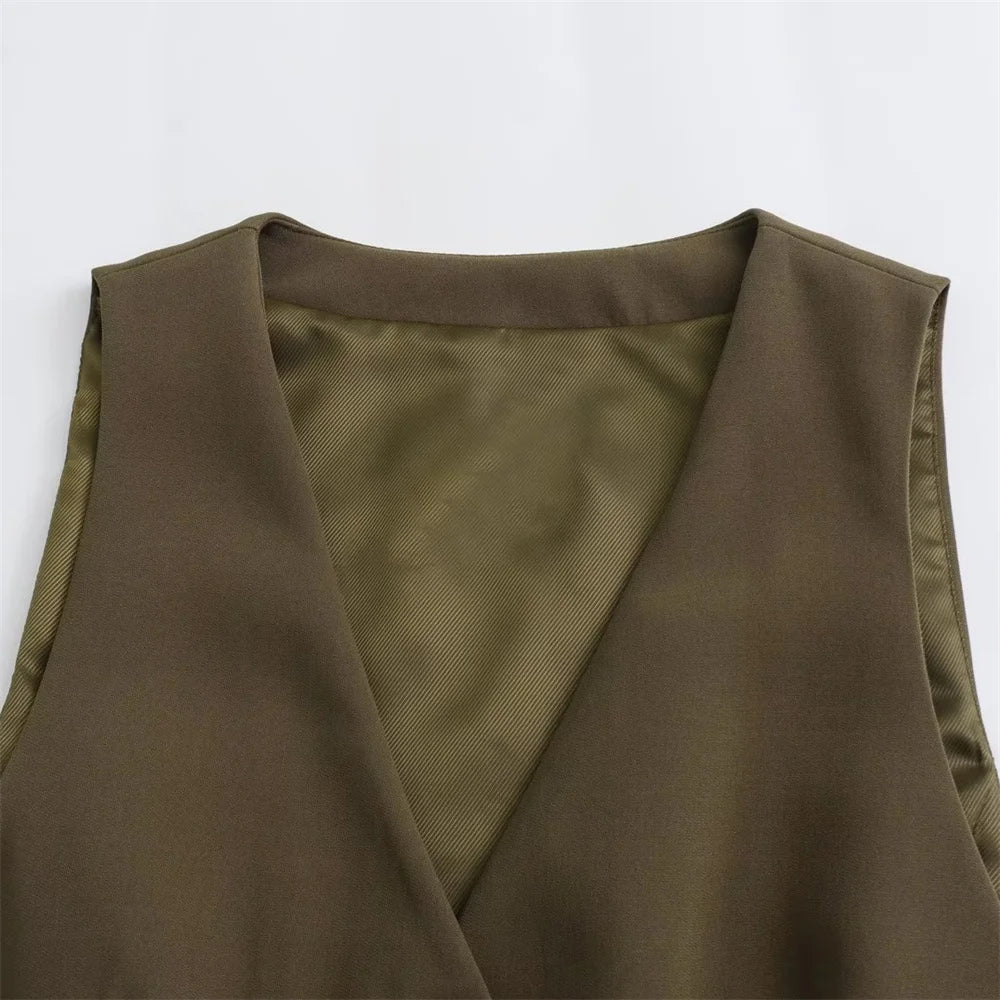 Autumn/Winter New Women's Wear New Fashion Style Slim Fit Short Tank Top Vest Wide Leg Pants Set